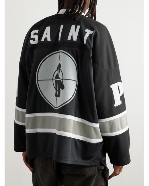 SAINT Mxxxxxx Black Cactus Plant Flea Market Public Enemy Oversized Logo-Appliquéd Jersey T-Shirt for men