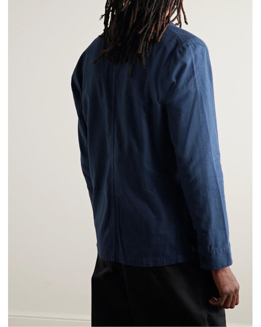 Portuguese Flannel Blue Labura Brushed-cotton Overshirt for men