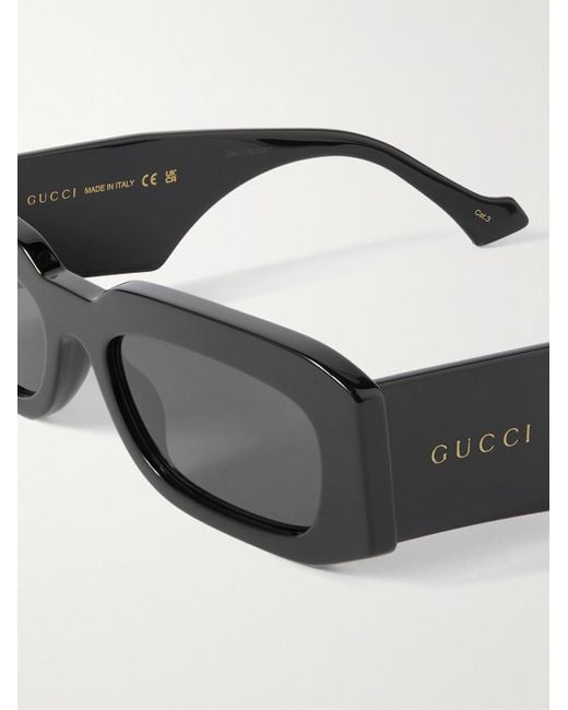 Occhiali da sole in acetato con montatura rettangolare di Gucci in Black da Uomo