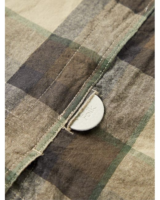 Folk Natural Signal Checked Linen And Cotton-Blend Blouson Jacket for men