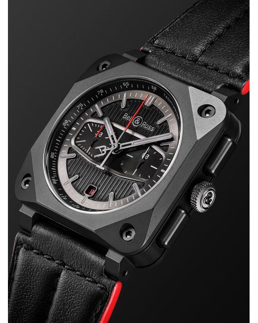 Bell & Ross Br 03-94 Blacktrack Limited Edition Automatic Chronograph 42mm Ceramic And Leather Watch for men