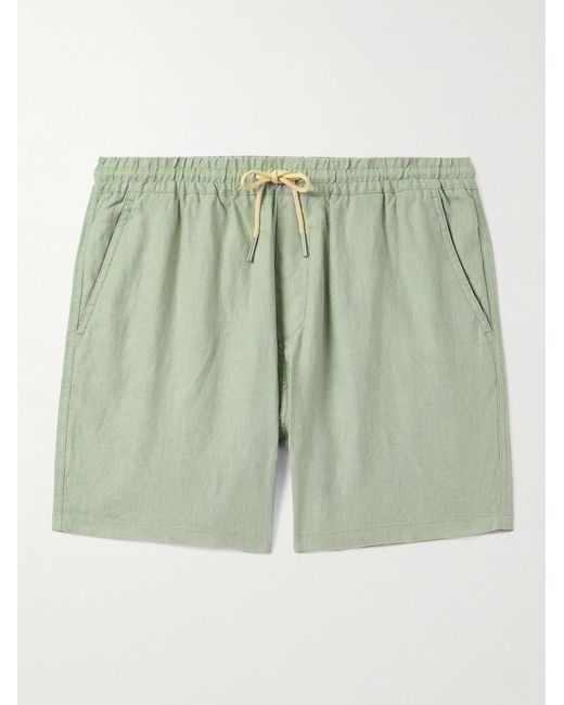 NN07 Green Gregor 1454 Straight-leg Linen Drawstring Shorts for men