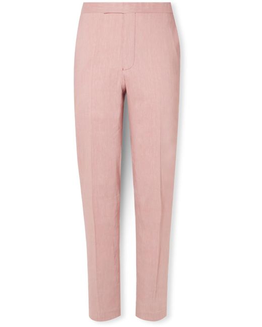 Richard James Pink Straight-leg Linen-blend Suit Trousers for men