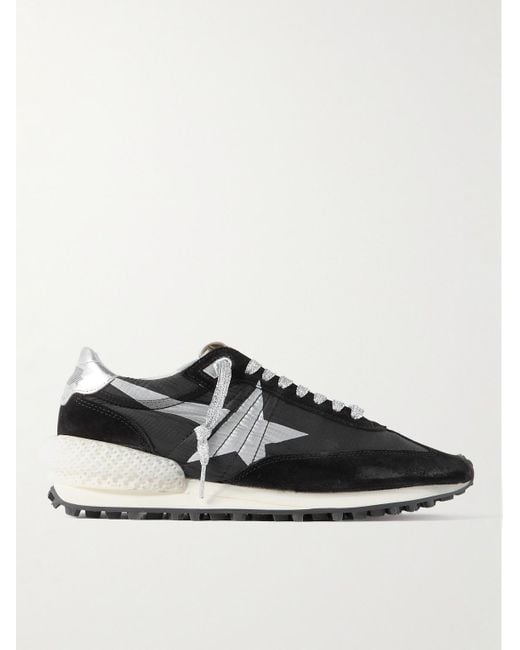 Golden Goose Deluxe Brand Black Marathon Leather And Suede-trimmed Nylon Sneakers for men