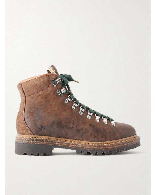 Visvim Brown Whymper Folk Distressed Leather Lace-Up Boots for men