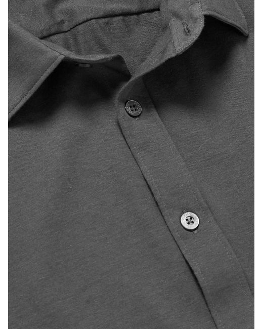 Canali Gray Cotton And Cashmere-Blend Shirt for men