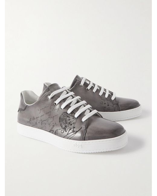 Berluti Gray The Playtime Scritto Venezia Leather Sneakers for men