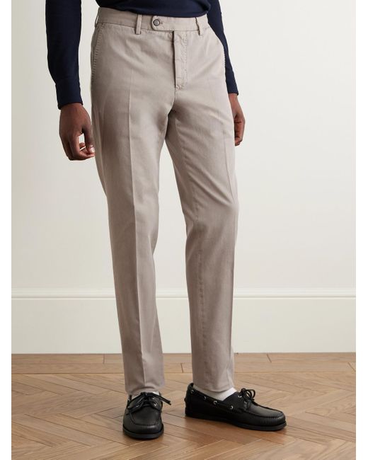 Pantaloni Slim-Fit A Gamba Affusolata di Incotex in Natural da Uomo