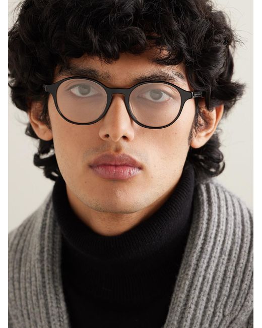 Brunello Cucinelli Black Round-Frame Acetate Optical Glasses for men
