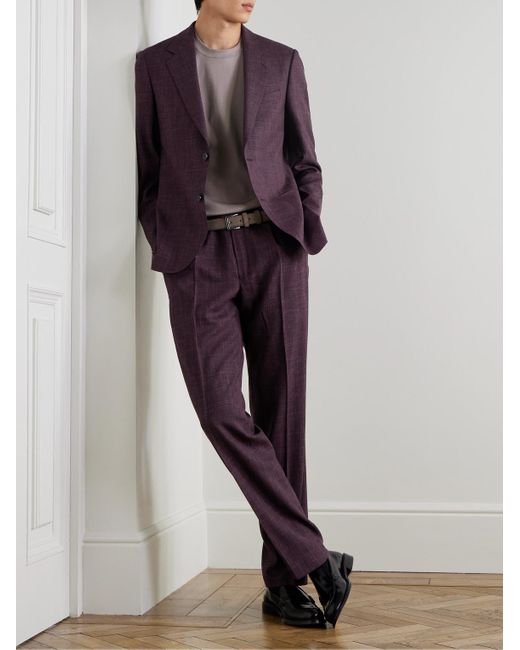Mr P. Purple Mike Straight-leg Pleated Wool for men