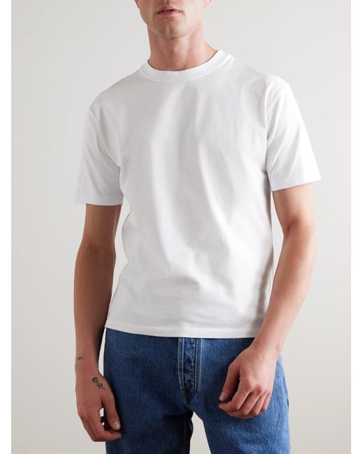 Drake's White Cotton-Jersey T-Shirt for men