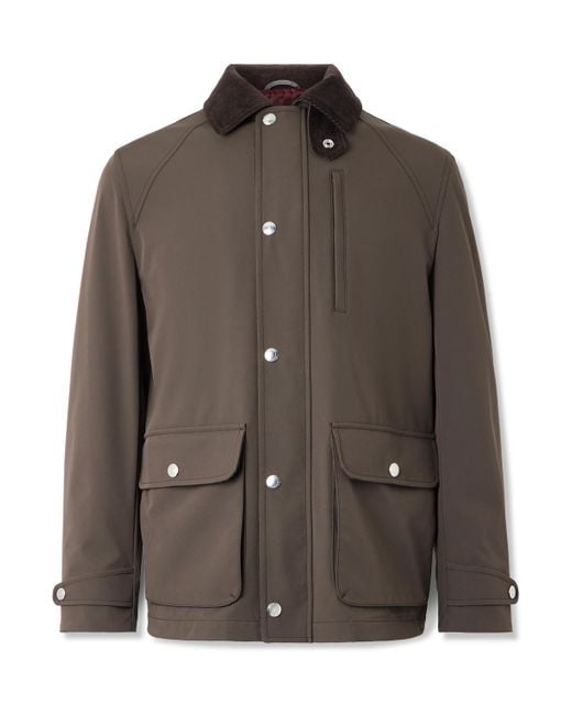 Brunello Cucinelli Brown Cotton-blend Corduroy-trimmed Shell Field Jacket for men