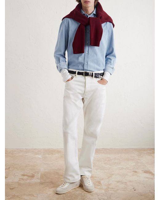 Brunello Cucinelli Blue Denim Shirt for men
