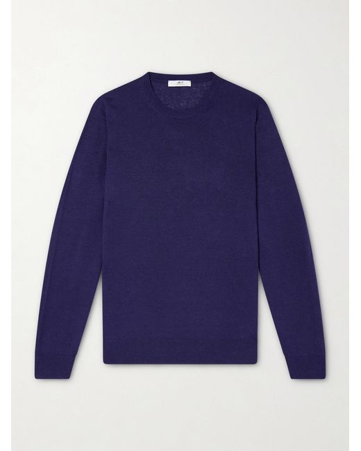 Linen And Cotton-Blend Sweater di Mr P. in Blue da Uomo