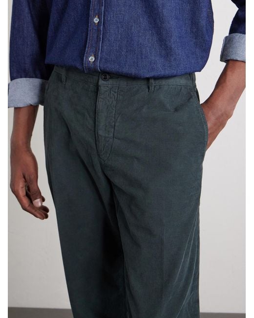 Slowear Blue Straight-leg Cotton-corduroy Trousers for men