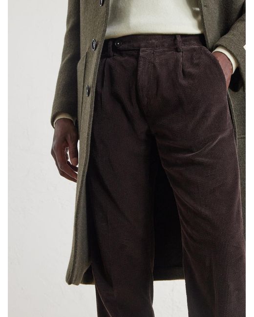 Massimo Alba Black Ionio2 Straight-Leg Cotton-Corduroy Trousers for men