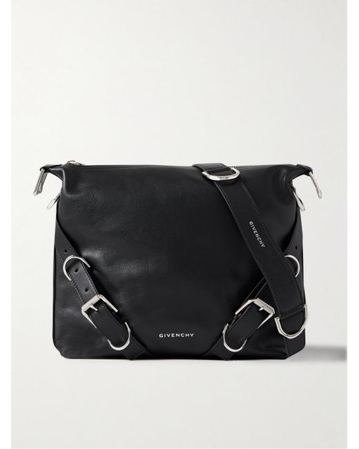 Givenchy Black Voyou Leather Messenger Bag for men