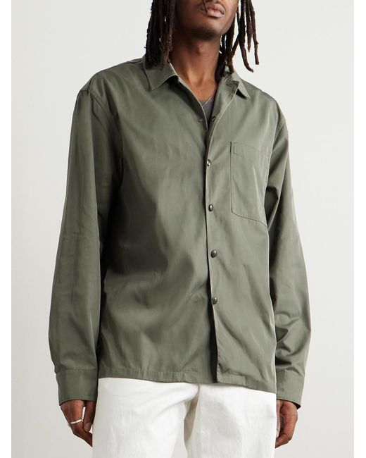Dries Van Noten Green Camp-Collar Shell Shirt for men
