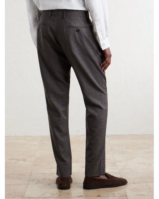 Mr P. Gray Straight-Leg Pleated Wool, Silk And Linen-Blend Suit Trousers for men