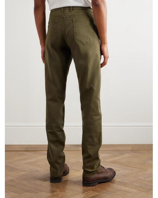 James Purdey & Sons Green Slim-Fit Straight-Leg Cotton-Blend Twill Trousers for men