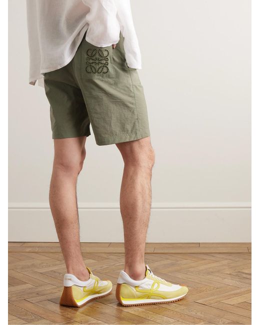 Loewe Green Paula's Ibiza Wide-leg Cotton-blend Poplin Shorts for men