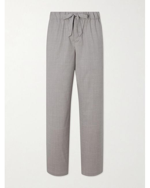 Frescobol Carioca Gray Luan Straight-Leg Wool Drawstring Trousers for men
