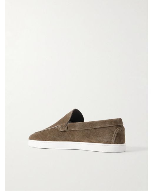 Christian Louboutin Gray Moonboat Suede Loafers for men