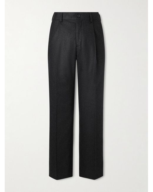 Mr P. Black Straight-leg Pleated Cashmere-blend Flannel Suit Trousers for men