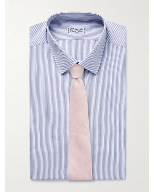 Charvet Blue Striped Cotton-Poplin Shirt for men