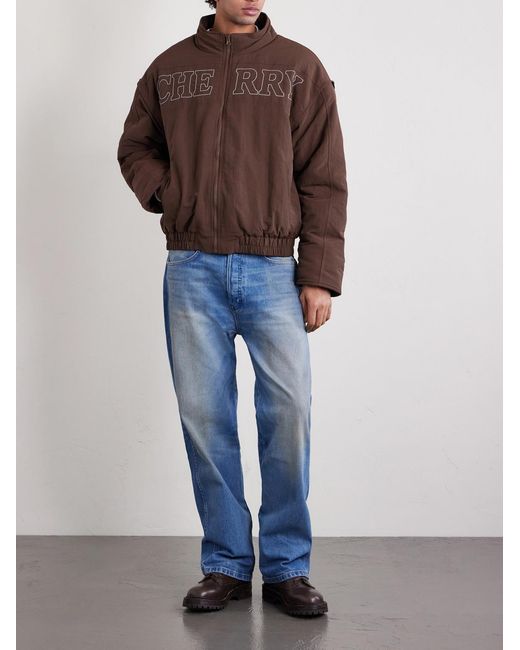 CHERRY LA Brown Pit Crew Logo-Embroidered Padded Nylon Jacket for men