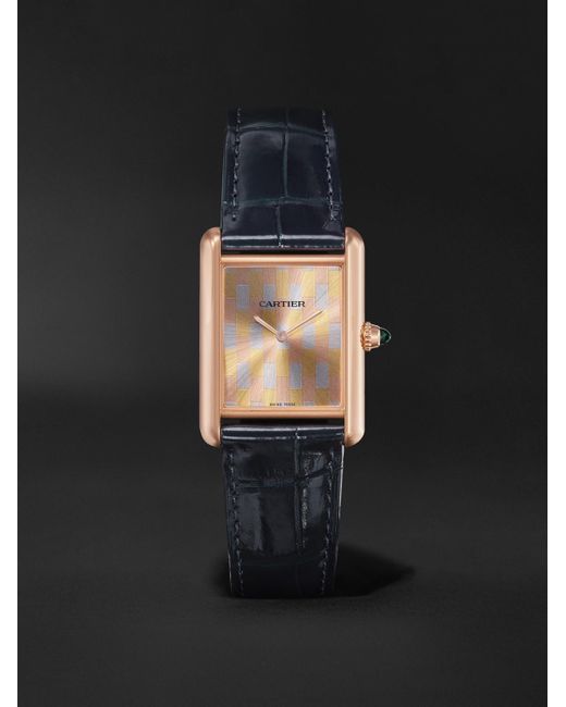 Orologio a carica manuale 33,7 mm in oro rosa di Cartier in Black da Uomo