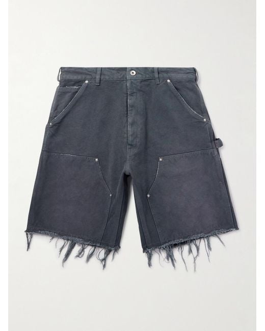 Maison Margiela Gerade geschnittene Shorts aus Baumwoll-Canvas mit Fransen in Blue für Herren