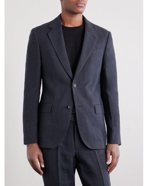 Mr P. Black Slim-Fit Linen Suit Jacket for men
