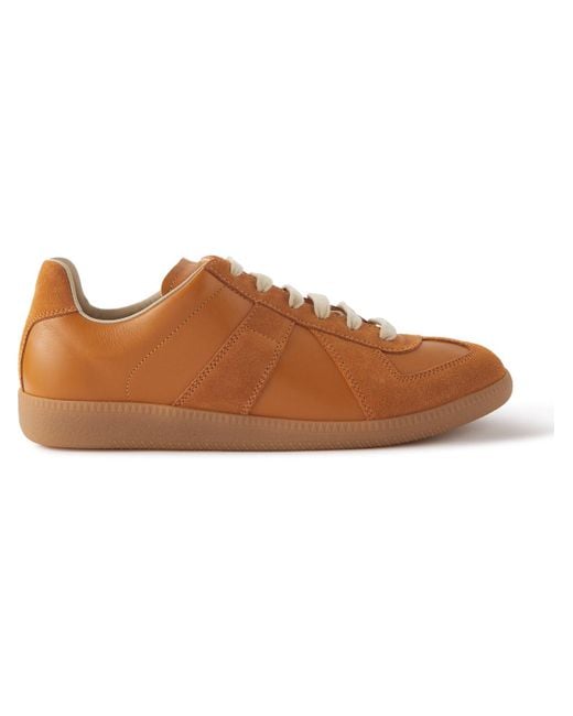 Maison Margiela Brown Replica Leather And Suede Sneakers for men