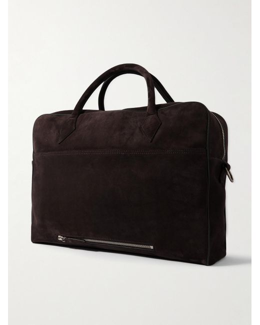 Metier Black Closer All Day Full-Grain Leather-Trimmed Suede Briefcase for men
