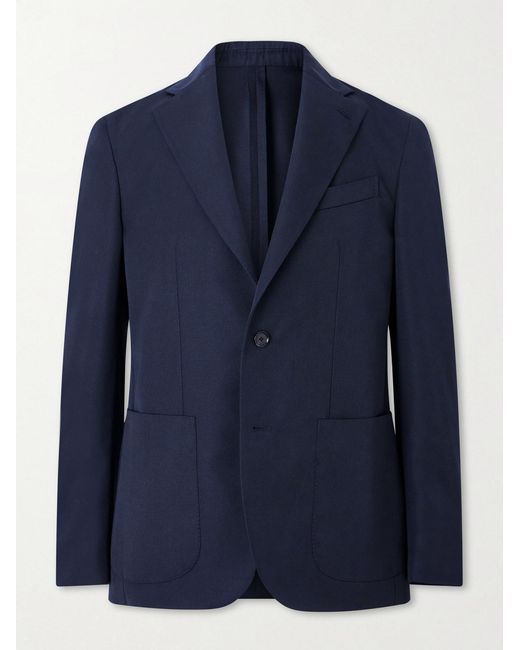 Caruso Blue Twill Suit Jacket for men