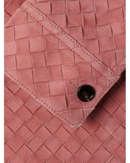 Bottega Veneta Pink Intrecciato Suede Overshirt for men