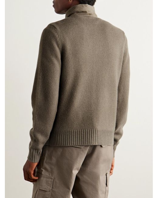 James Perse Brown Shell-Trimmed Panelled Suede And Recycled-Cashmere Jacket for men
