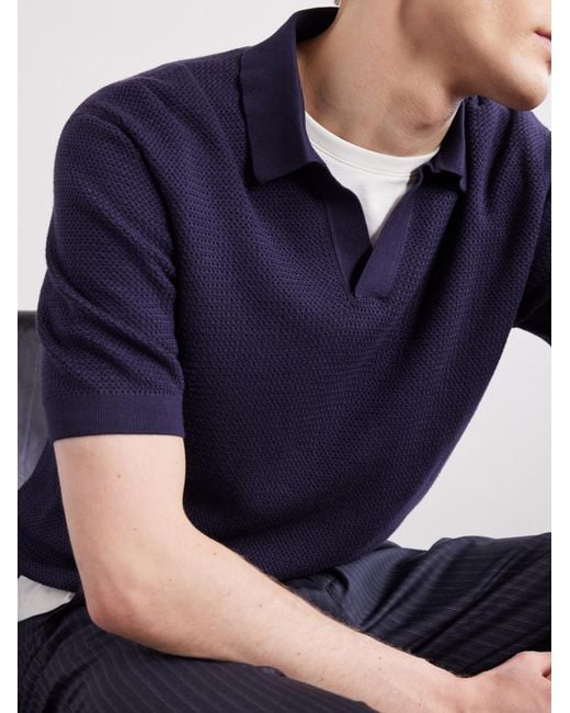 Zegna Blue Slim-fit Cotton-piqué Polo Shirt for men