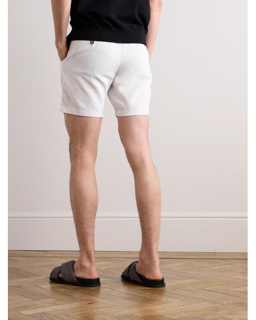 Club Monaco Baxter schmal und gerade geschnittene Shorts aus einer gestreiften Leinenmischung in White für Herren