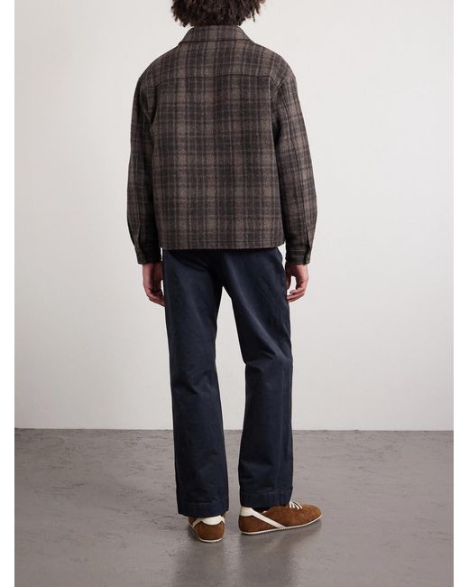 FRAME Black Padded Checked Virgin Wool-tweed Blouson Jacket for men