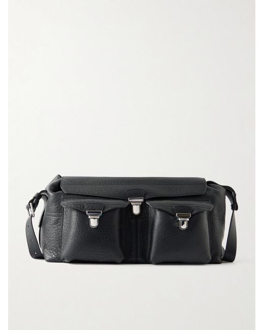 Lemaire Black Soft Gear Textured-Leather Messenger Bag for men