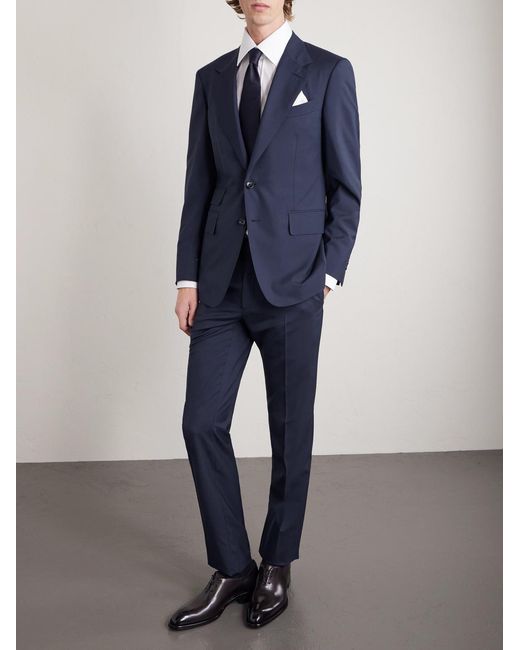 Tom Ford Blue Shelton Super 120S Wool Suit Jacket for men