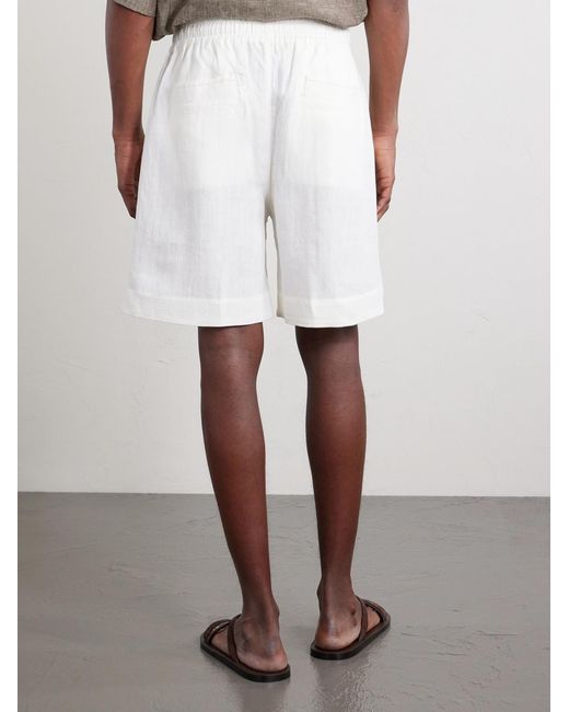 Eleventy White Straight-leg Linen Shorts for men