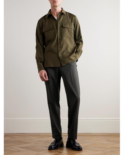 Barena Gray Masco Straight-Leg Pleated Virgin Wool Trousers for men
