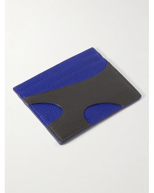 Ferragamo Blue Logo-print Cutout Full-grain Leather Cardholder for men