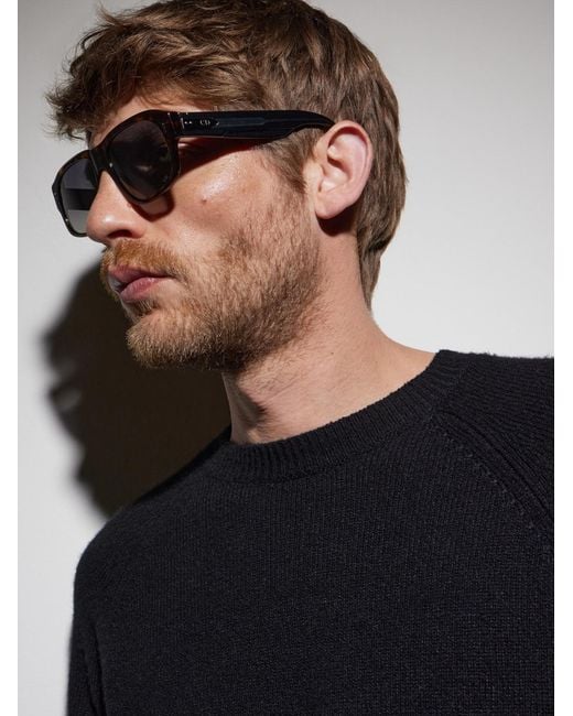Dior Black Diortailoring N1I Havana Geometric Acetate Sunglasses for men