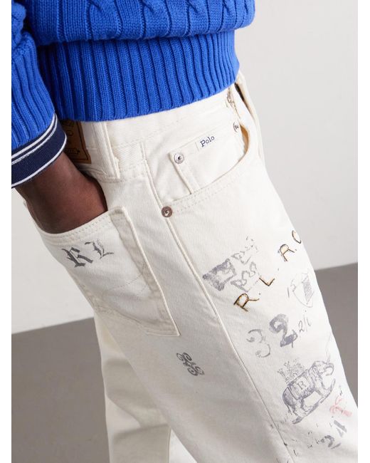 Polo Ralph Lauren White Straight-leg Printed Cotton-twill Trousers for men