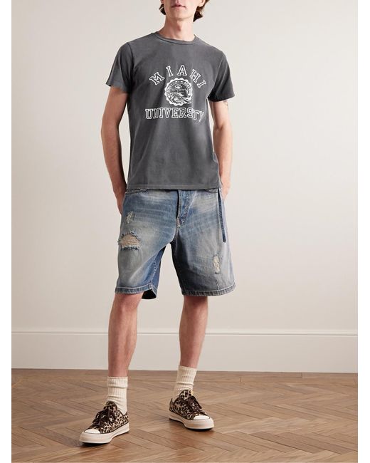 Remi Relief Gray Printed Cotton-Jersey T-Shirt for men