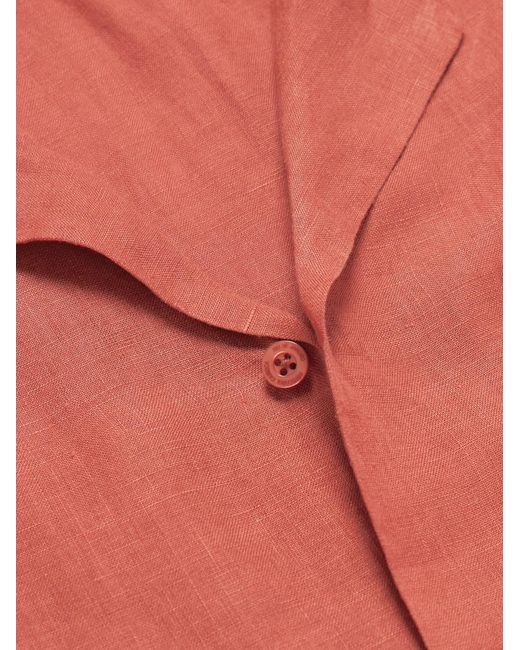 Frescobol Carioca Red Angelo Camp-Collar Linen Shirt for men